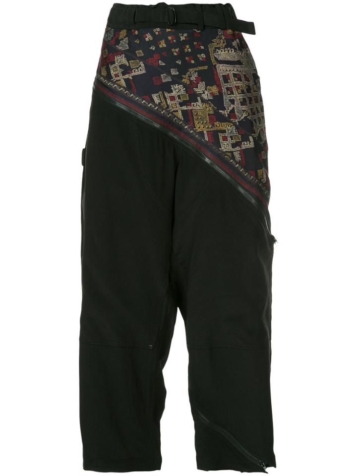 Yohji Yamamoto Vintage Contrast Cropped Trousers - Black