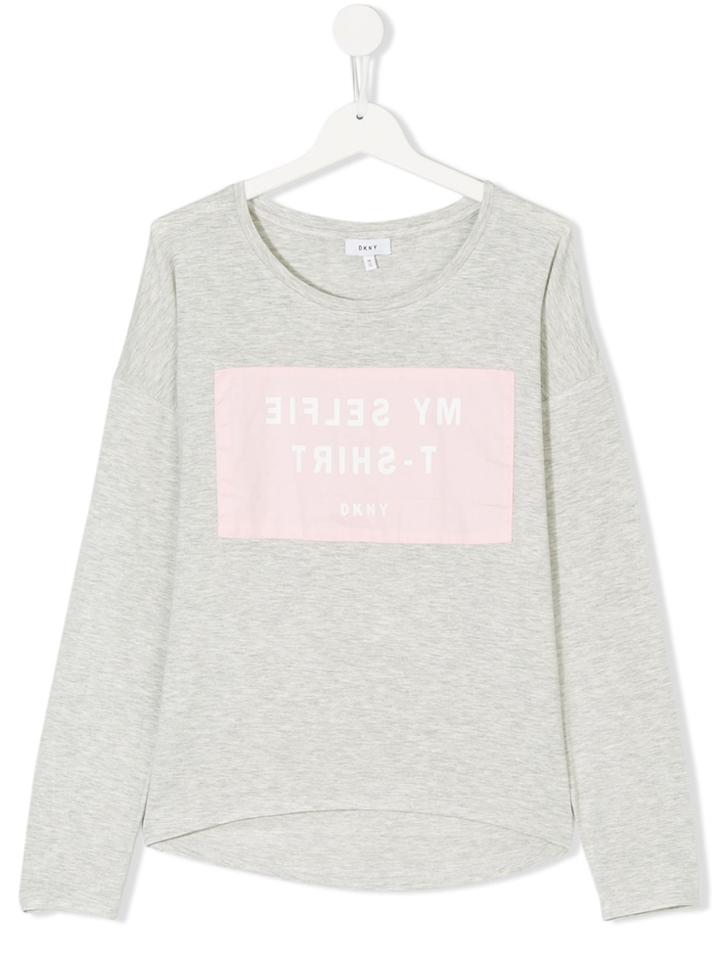 Dkny Kids Graphic Print Long Sleeve Shirt - Grey