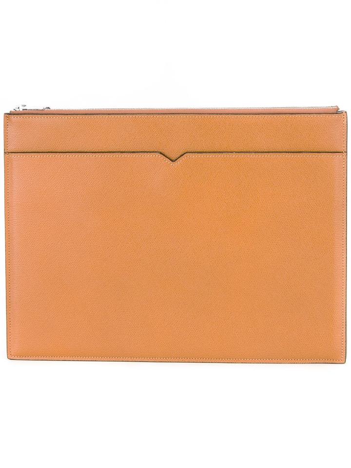 Valextra Portfolio Double With Zip - Brown