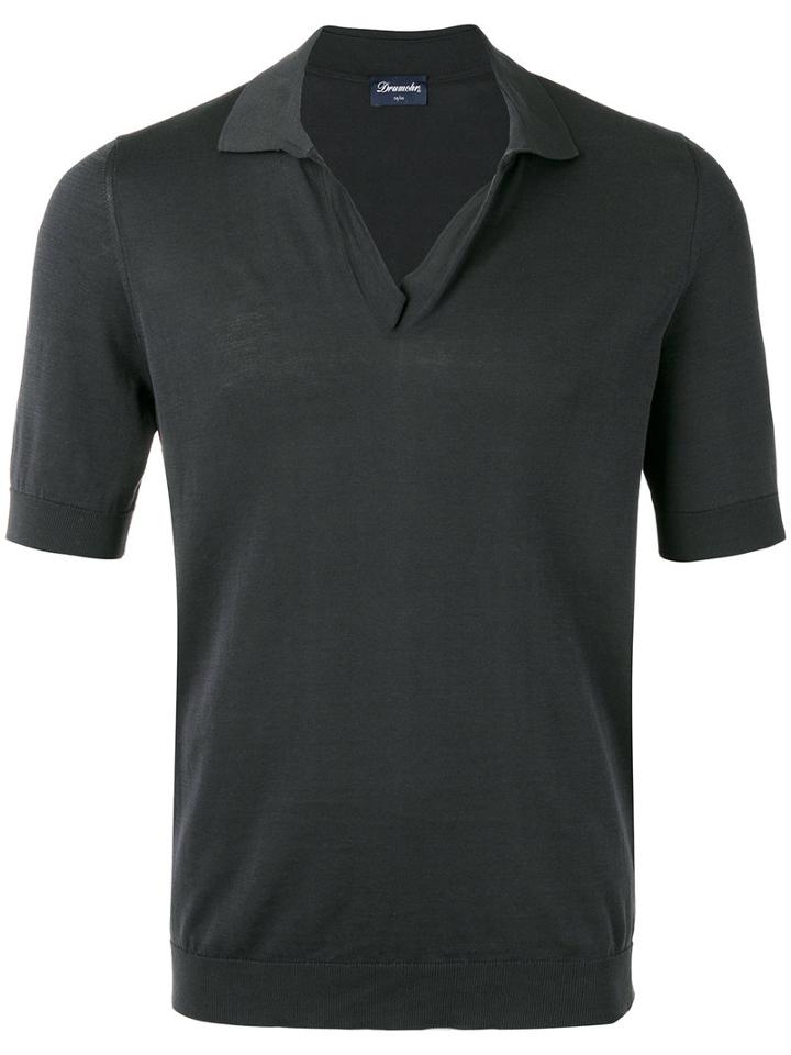 Drumohr - Open Neck Polo Shirt - Men - Cotton - 52, Grey, Cotton