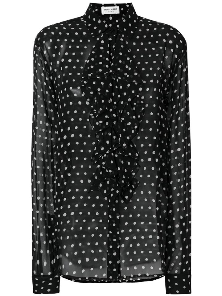 Saint Laurent Sheer Polka-dot Shirt - Black
