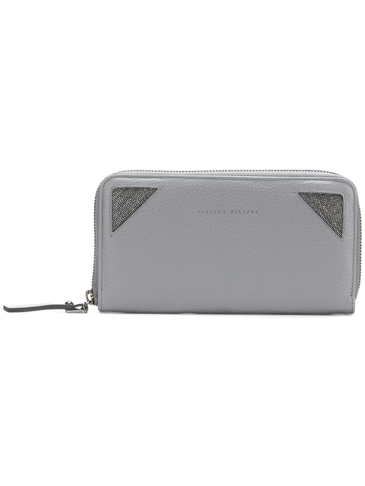 Fabiana Filippi Embellished Zip Around Wallet - Grey