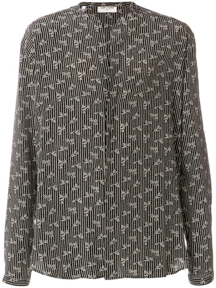 Saint Laurent Paisley Tunisian Collar Shirt - Black