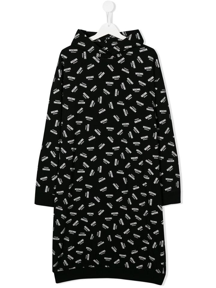 Moschino Kids Teen Logo Print Sweat Dress - Black