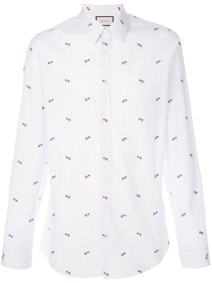 Gucci - Pierced Hearts Fil Coupé Shirt - Men - Cotton - 15, Blue, Cotton