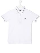Emporio Armani Kids Teen Striped Trim Polo Shirt - White