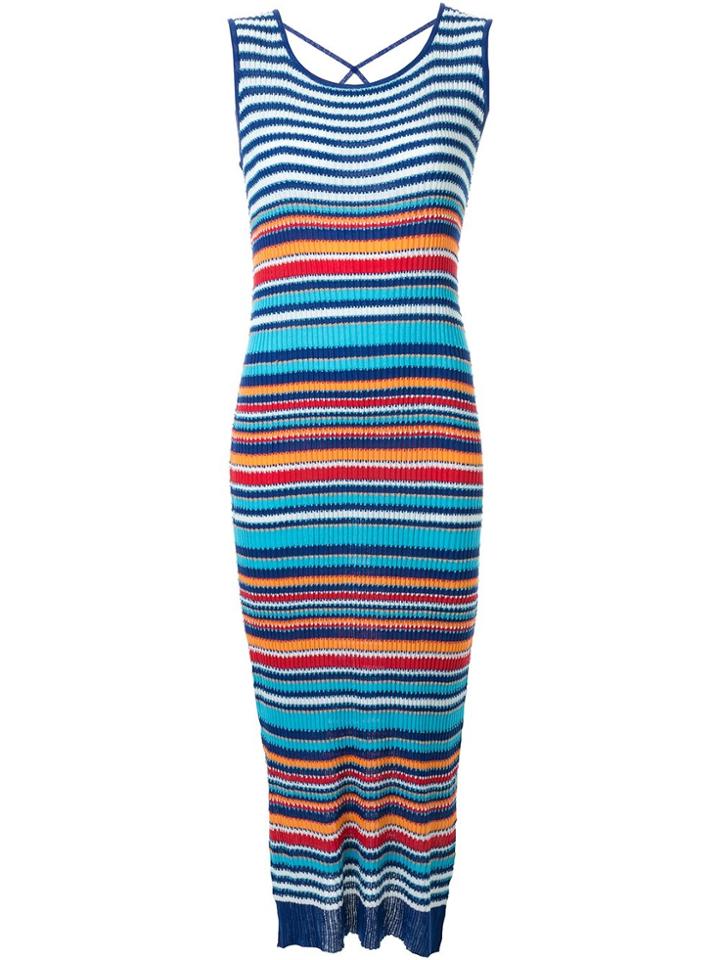 Loveless Striped Knit Long Dress - Blue