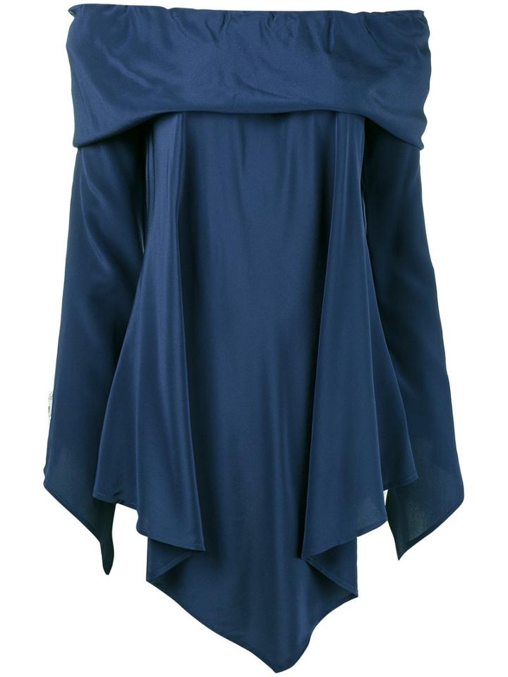 Sies Marjan - Asymmetric Off-shoulder Blouse - Women - Silk - 8, Blue, Silk