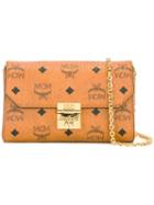 Mcm - Logo Print Clutch - Women - Artificial Leather - One Size, Brown, Artificial Leather