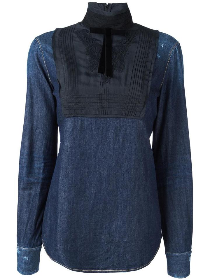 Dsquared2 'victorian' Shirt, Women's, Size: 40, Blue, Cotton/spandex/elastane/silk