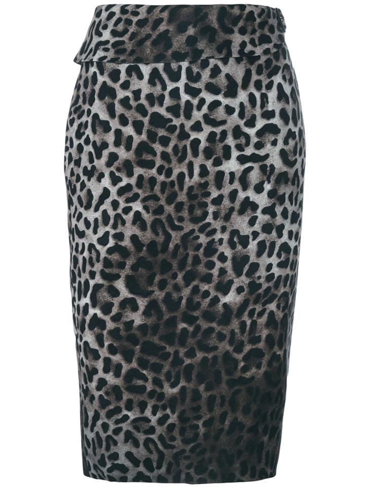 Tom Ford Leopard Print Wrap Skirt - Grey