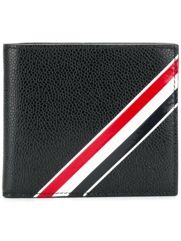 Thom Browne Diagonal Intarsia Stripe Leather Billfold - Black