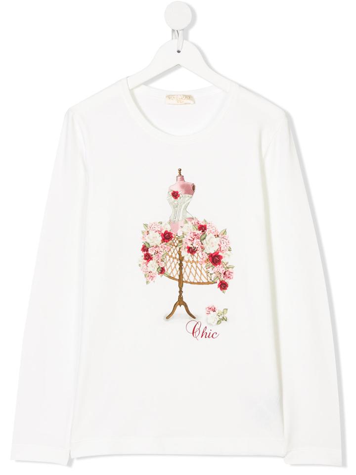 Monnalisa Chic Teen Mannequin Print Top - White