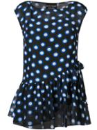Boutique Moschino Sleeveless Polka Dot Blouse, Women's, Size: 42, Black, Silk/cotton