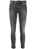 Liu Jo Cropped Skinny Jeans With Glitter Stripe - Grey