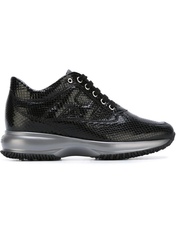 Hogan Snakeskin Effect Sneakers, Women's, Size: 39, Black, Rubber/leather