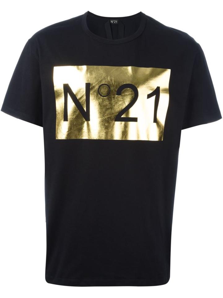 No21 Logo Print T-shirt, Men's, Size: Medium, Black, Cotton