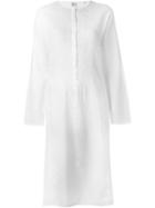 Aspesi Pleated Bib Tunic Dress, Women's, Size: 44, White, Linen/flax