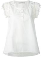 Philosophy Di Lorenzo Serafini - Embroidered Sleeve Top - Women - Cotton/polyamide - 44, White, Cotton/polyamide