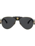 Versace Eyewear Medusa Head Aviator Sunglasses - Black