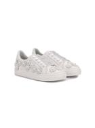 Gallucci Kids White Sneakers With Floral Decorations