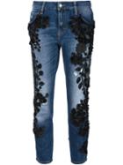 Amen Embellished Cropped Jeans, Women's, Size: 44, Blue, Cotton