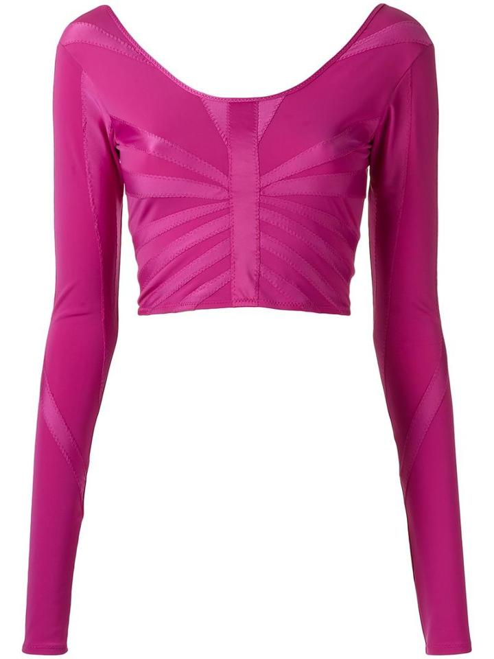 Amir Slama Cropped Bikini Top, Women's, Size: P, Pink/purple, Elastodiene