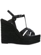 Saint Laurent Espadrille Wedge Sandals - Black