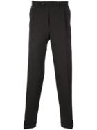 Canali Pleated Tapered Trousers - Brown