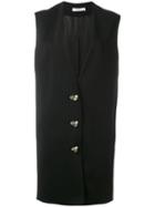 Lanvin - Embellished Fastening Sleeveless Coat - Women - Spandex/elastane/acetate/cupro/viscose - 36, Black, Spandex/elastane/acetate/cupro/viscose