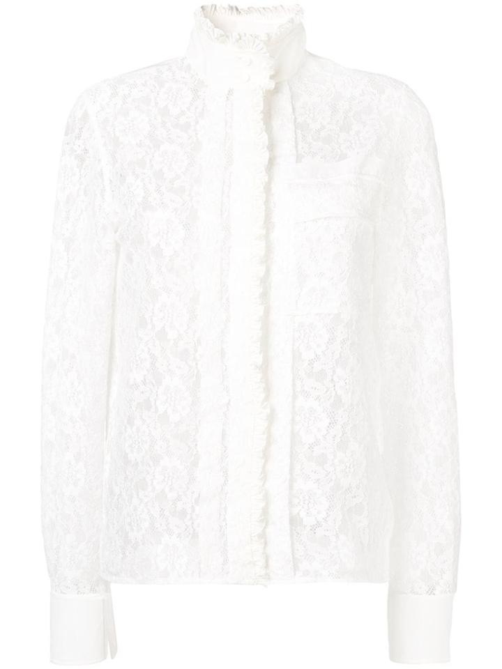 Chloé Mock Neck Cotton Blouse - White