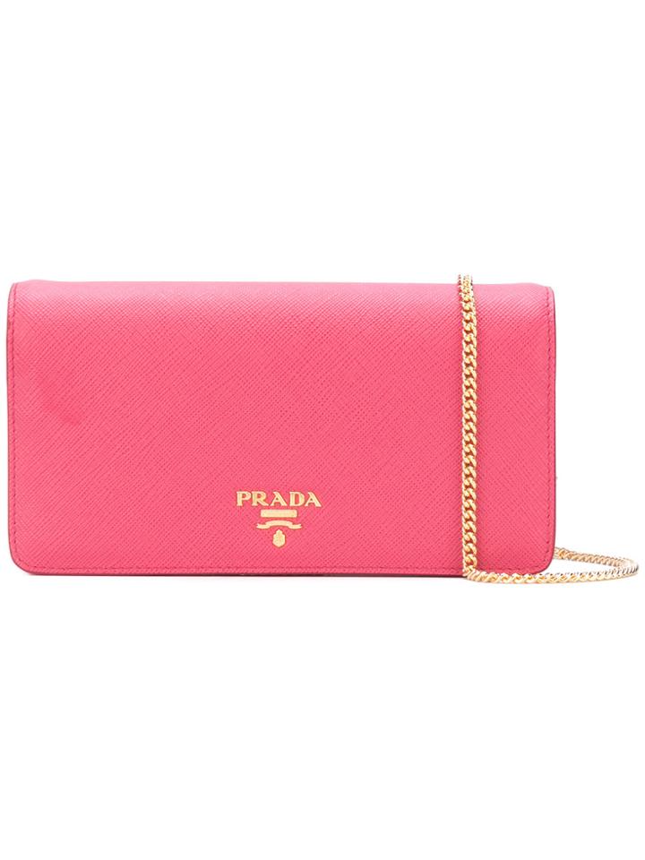 Prada Saffiano Chain Wallet - Pink & Purple