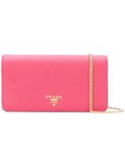 Prada Saffiano Chain Wallet - Pink & Purple
