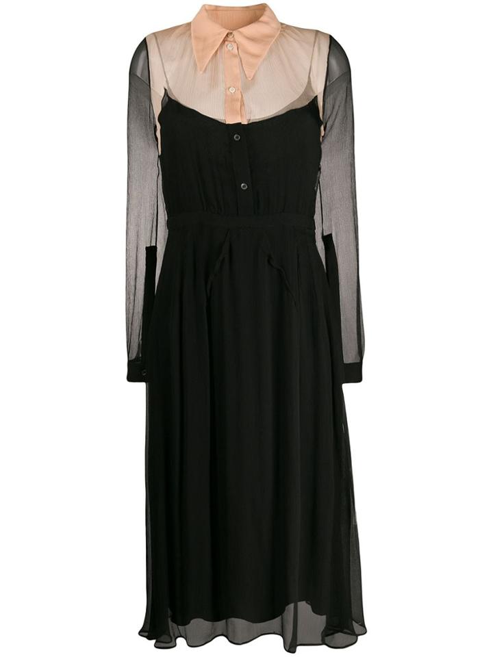 Nº21 Sheer Detail Shirt Dress - Black