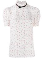 Miu Miu Rose Print Short-sleeved Top - White