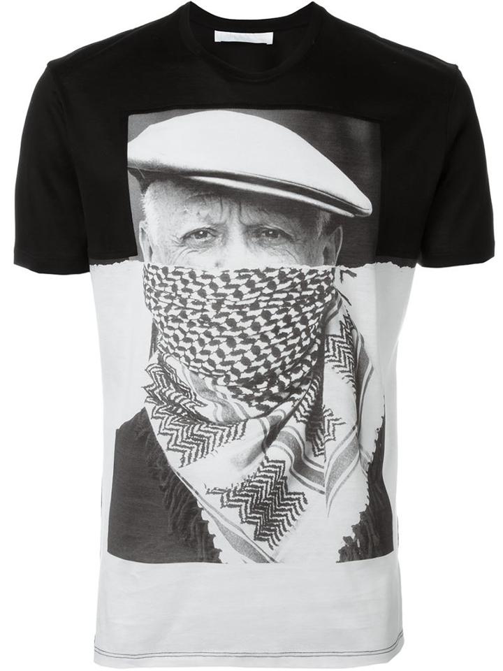 Neil Barrett Portrait Print T-shirt, Men's, Size: Medium, Blue, Cotton