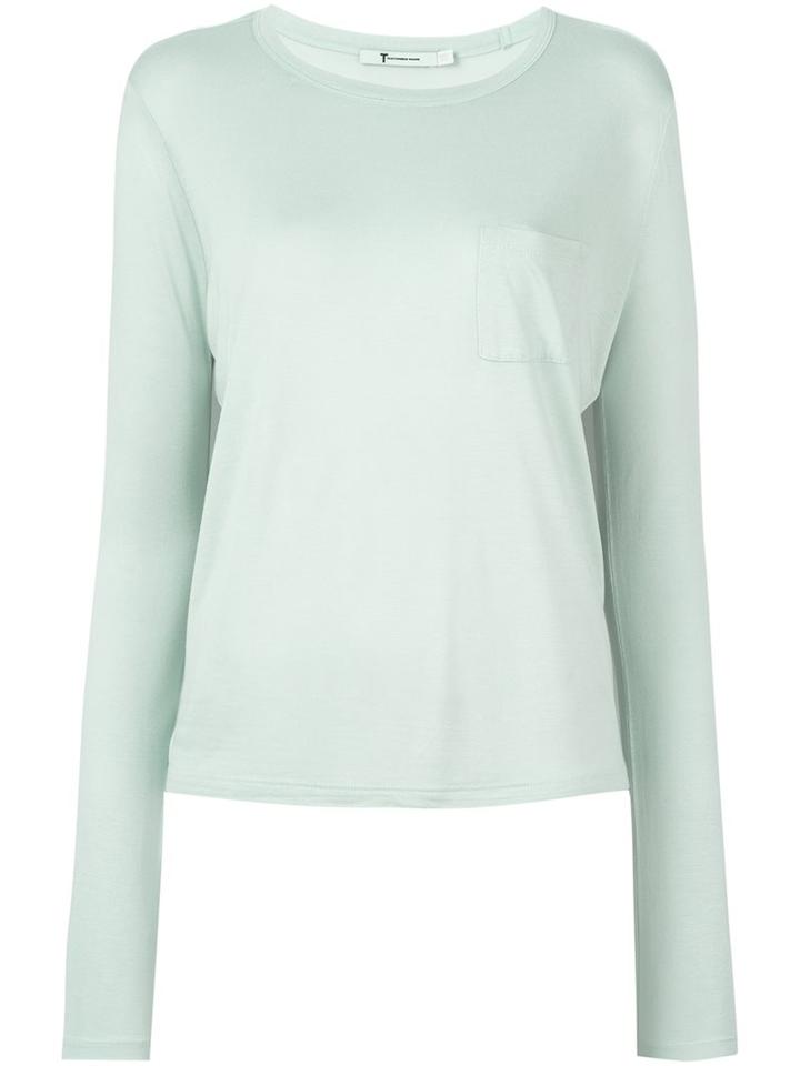 T By Alexander Wang Longsleeved T-shirt, Women's, Size: Medium, Blue, Rayon