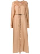 Maison Flaneur Smocked Panel Midi Dress - Neutrals