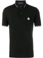 Dolce & Gabbana Crown-embroidered Polo Shirt, Men's, Size: 52, Black, Cotton