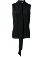 Dion Lee Neck Tie Sleeveless Shirt, Women's, Size: 12, Black, Silk