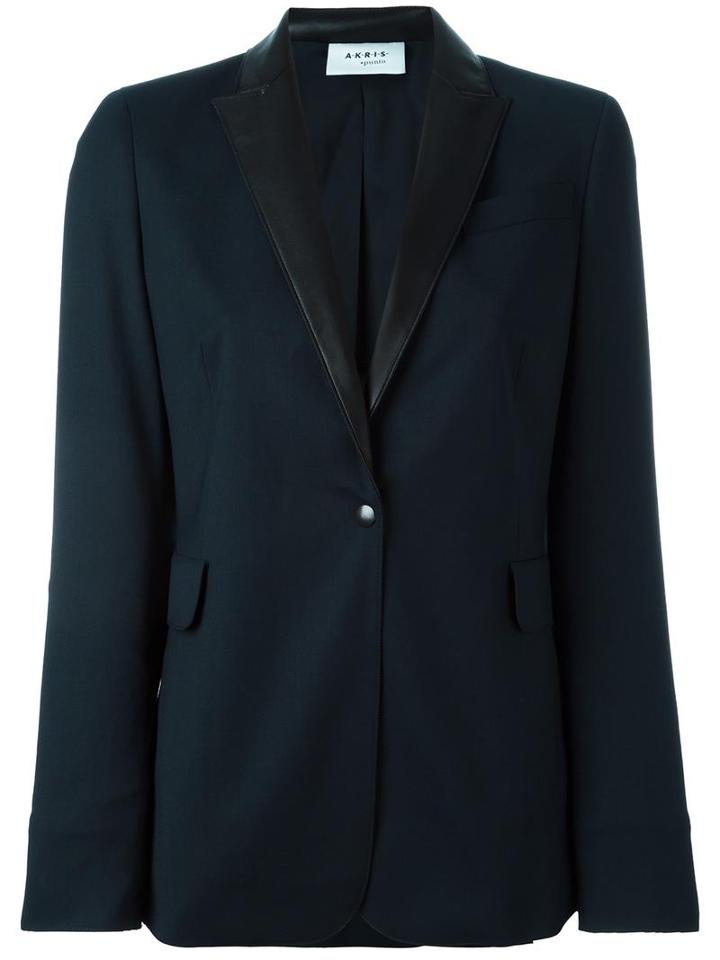 Akris One Button Blazer, Women's, Size: 38, Blue, Polyester/wool/spandex/elastane/spandex/elastane
