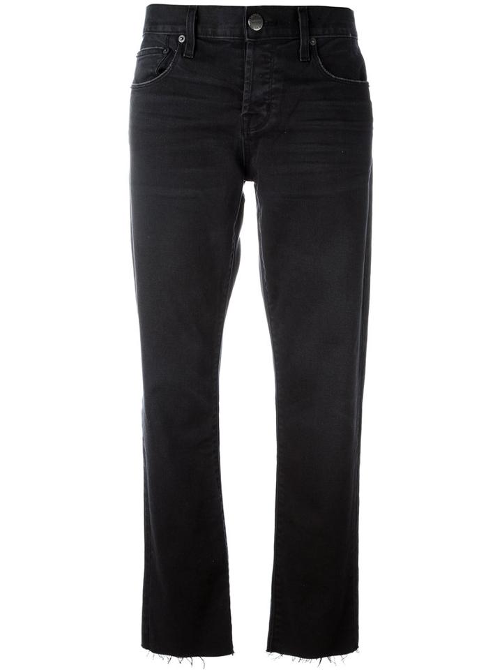 Current/elliott Cropped Straight Jeans, Women's, Size: 24, Black, Cotton/spandex/elastane