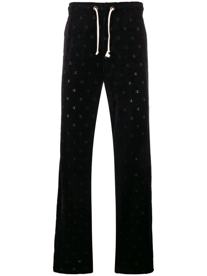 Champion Logo Pattern Track Pants - Black