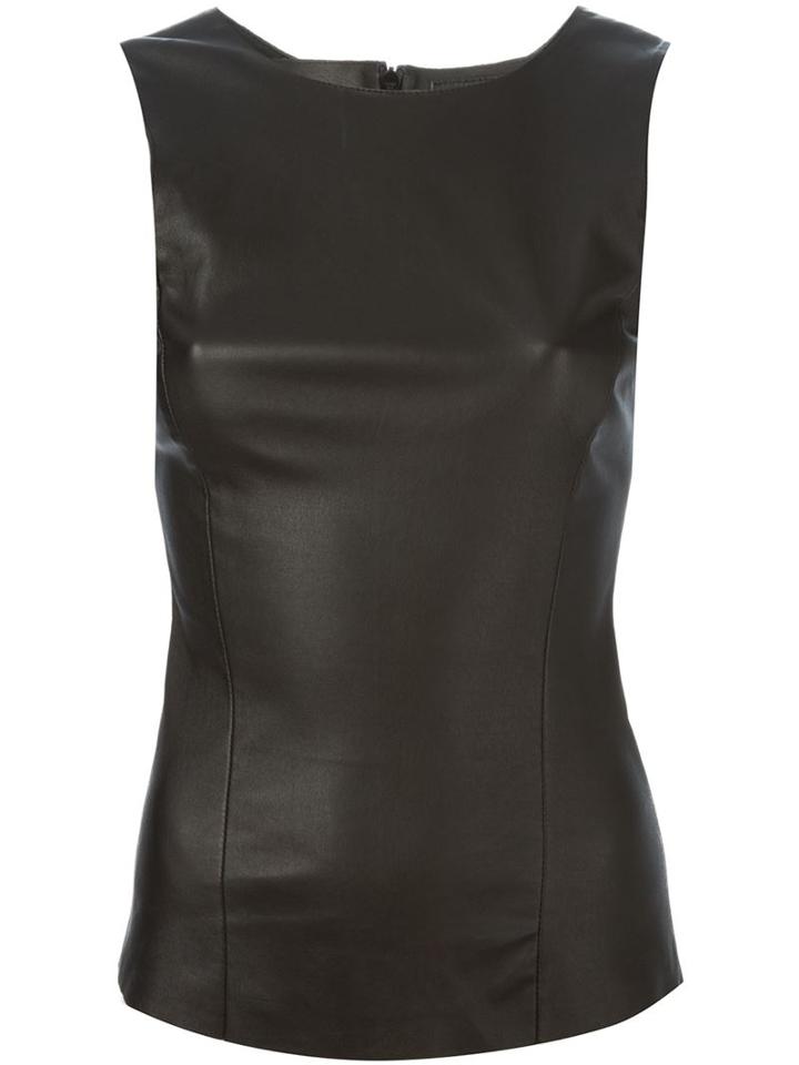Drome Round Neck Fitted Vest, Women's, Size: Large, Black, Leather/viscose/polyester