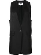Mm6 Maison Margiela Sleeveless Blazer Jacket, Women's, Size: 40, Black, Linen/flax/viscose