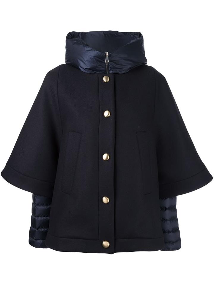 Moncler 'eudore' Short Coat, Women's, Size: 0, Blue, Feather Down/polyamide/virgin Wool