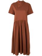 Le Ciel Bleu Shortsleeved Jersey Dress - Brown