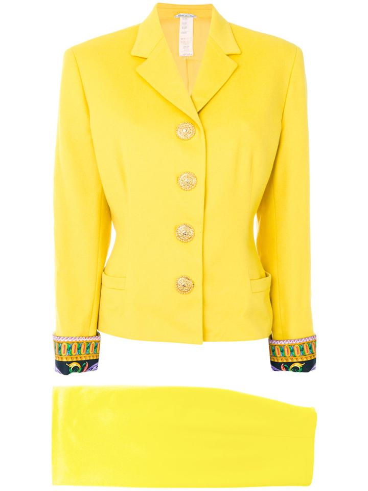 Versace Vintage Fitted Skirt Suit - Yellow & Orange