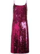 Oscar De La Renta Sequin Cocktail Dress - Pink & Purple
