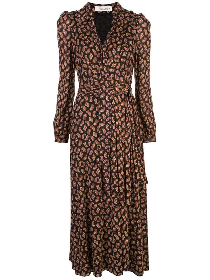 Diane Von Furstenberg Paisley Print Wrap Dress - Black